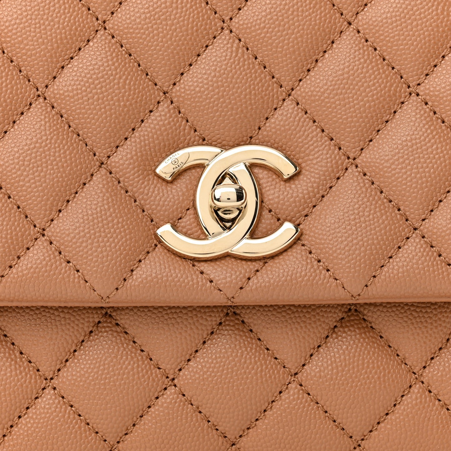 Caviar Lizard Embossed Quilted Small Coco Handle Flap Brown