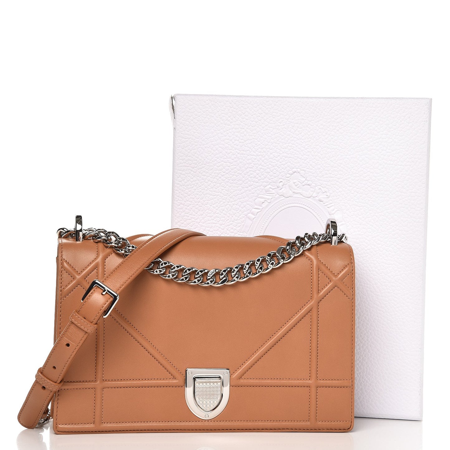 Lambskin Medium Diorama Flap Bag Brown