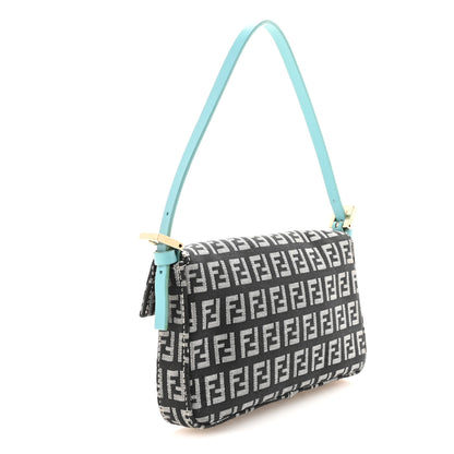 Fendi Zucchino Mini Baguette Navy Turquoise 3 of 9