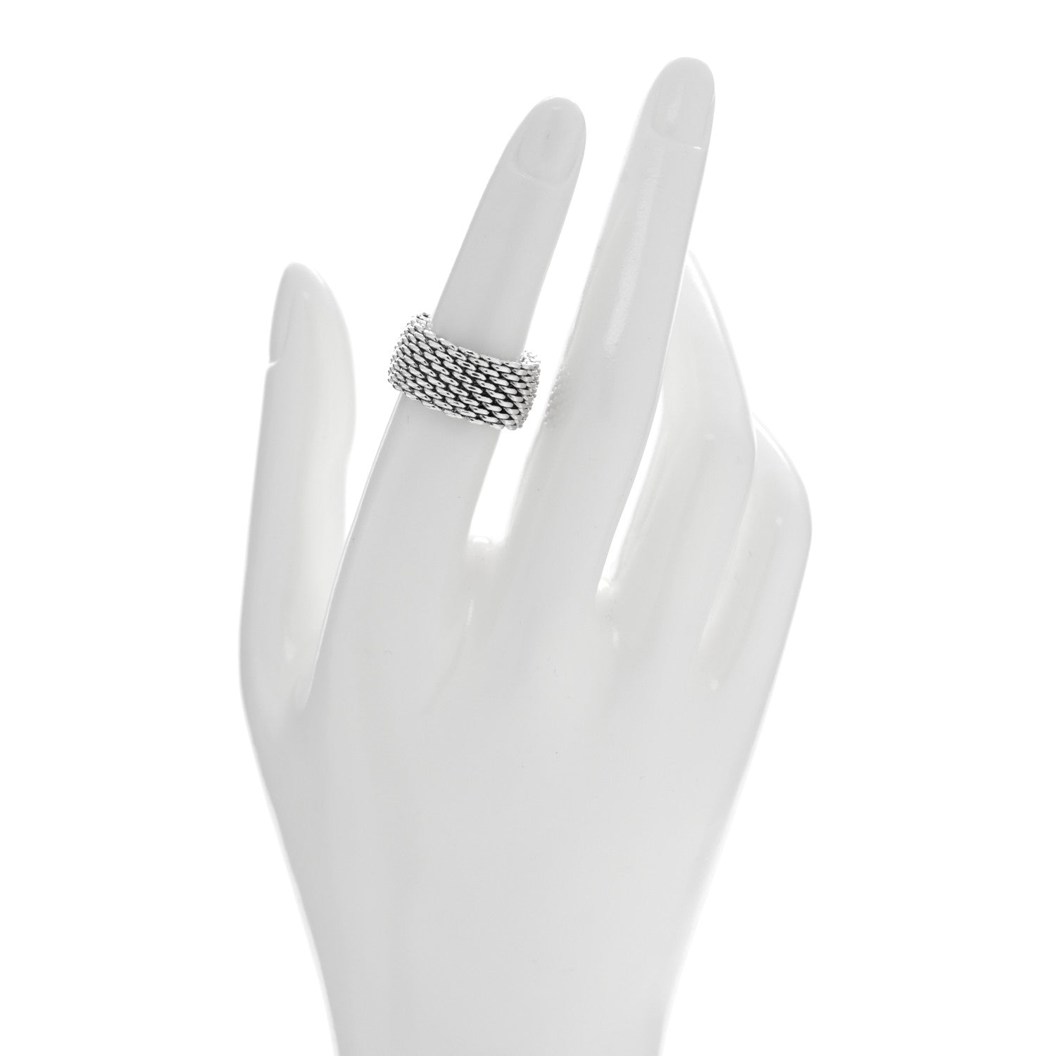 Tiffany Sterling Silver Somerset Mesh Ring 50 5.25 2 of 4