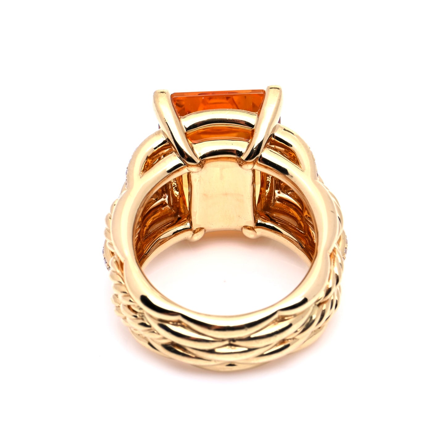 18K Yellow Gold Diamond Citrine 18mm Tides Statement Ring 54 7