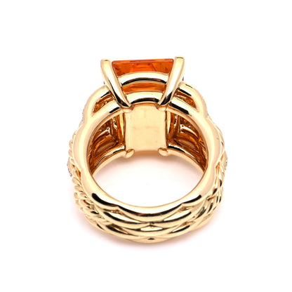 David Yurman 18K Yellow Gold Diamond Citrine 18mm Tides Statement Ring 54 7 7 of 9