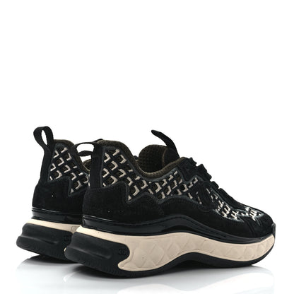Chanel Suede Calfskin Embroidered CC Sneakers 36 Beige Black 4 of 8