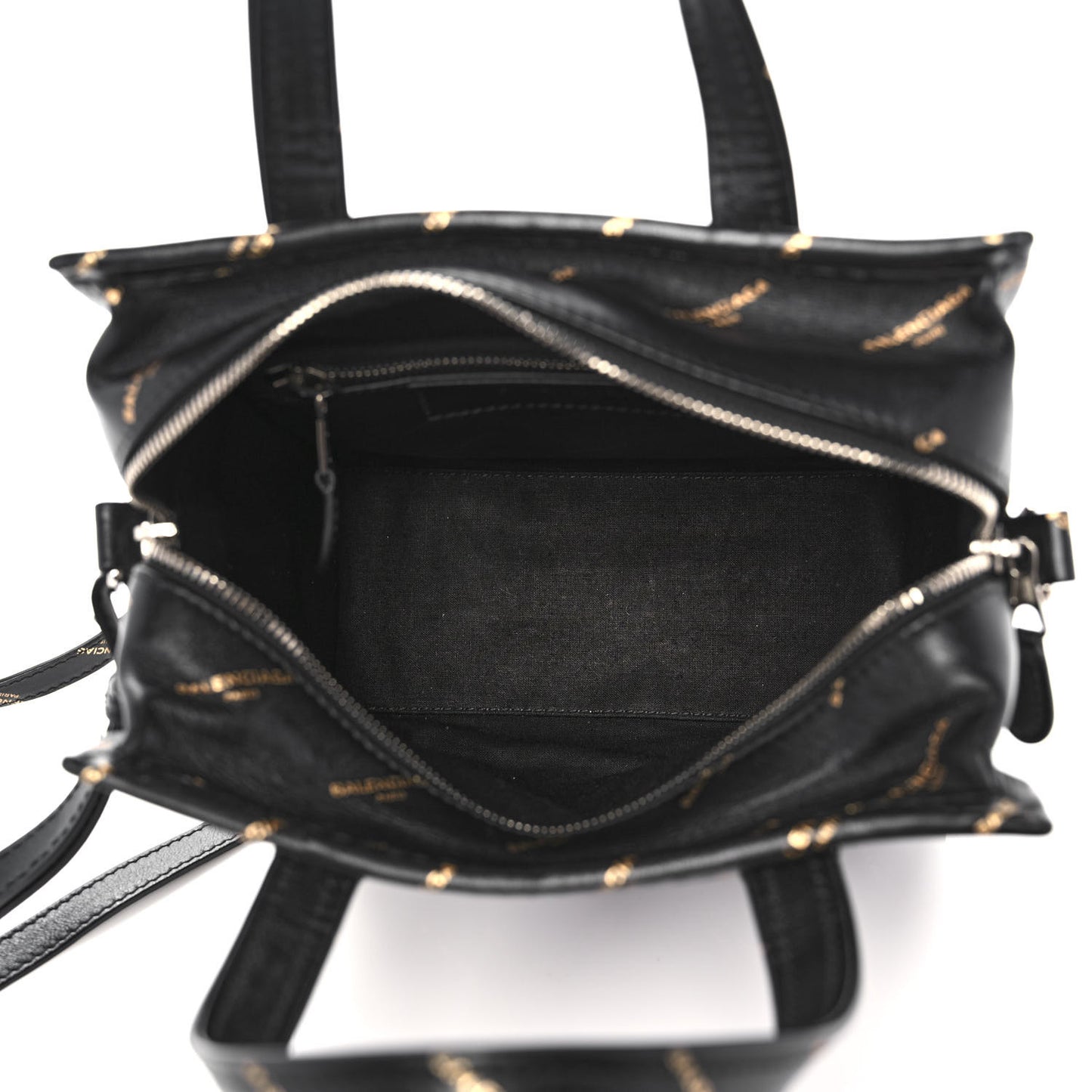 Calfskin Allover Logo XS Bazar Shopper Tote Black Gold