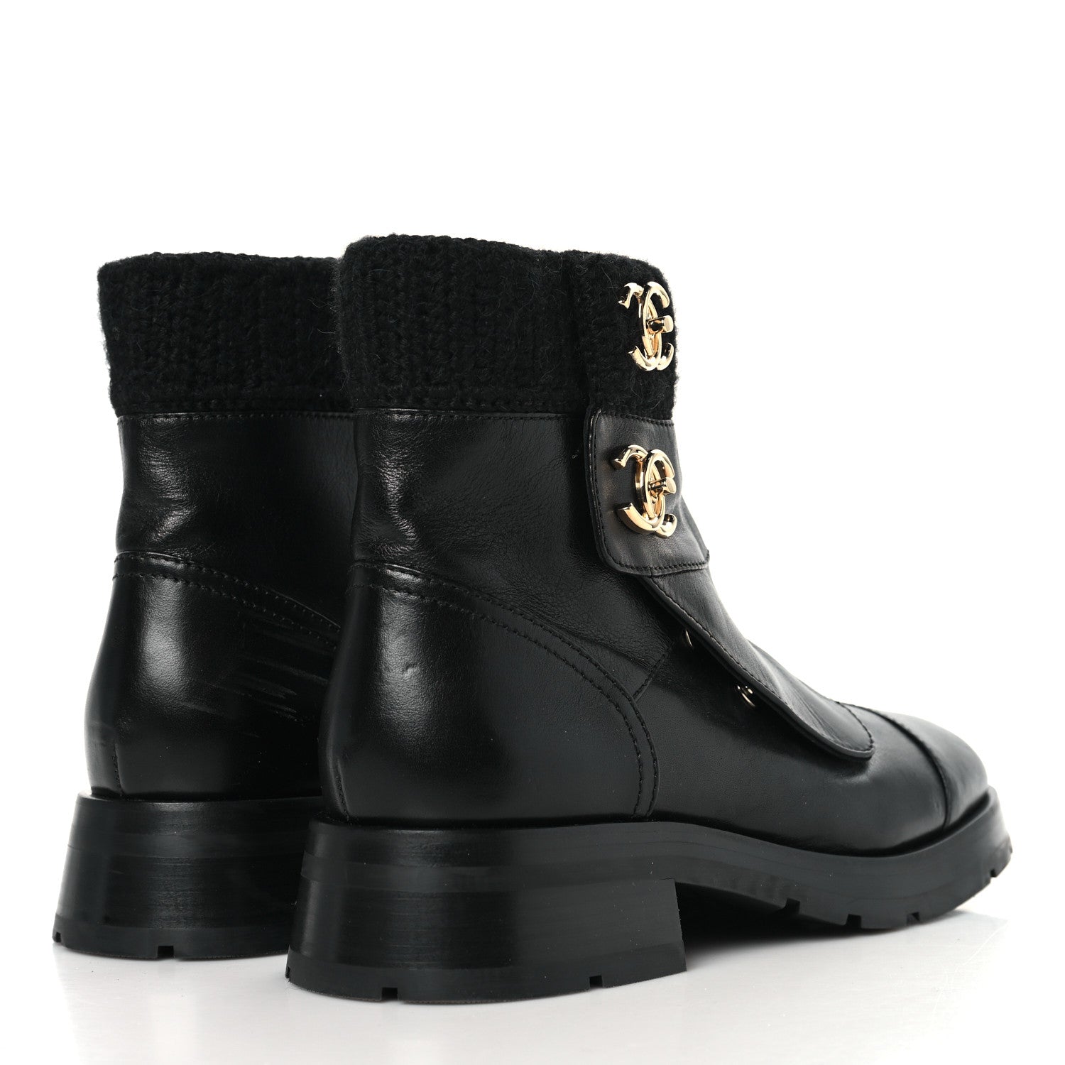 Chanel Calfskin Knit CC Short Boots 41 Black 1818546 – FASHIONPHILE
