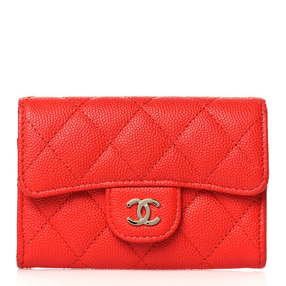 Chanel Caviar Quilted Flap Card Holder Wallet Red 1 of 10