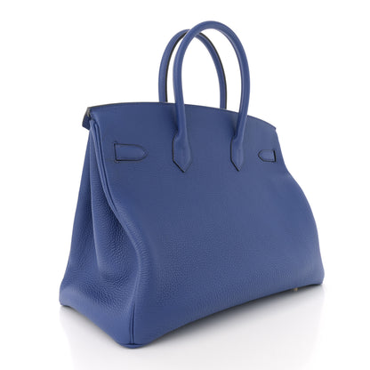 Hermes Togo Horseshoe Birkin 35 Bleu Royal 3 of 11