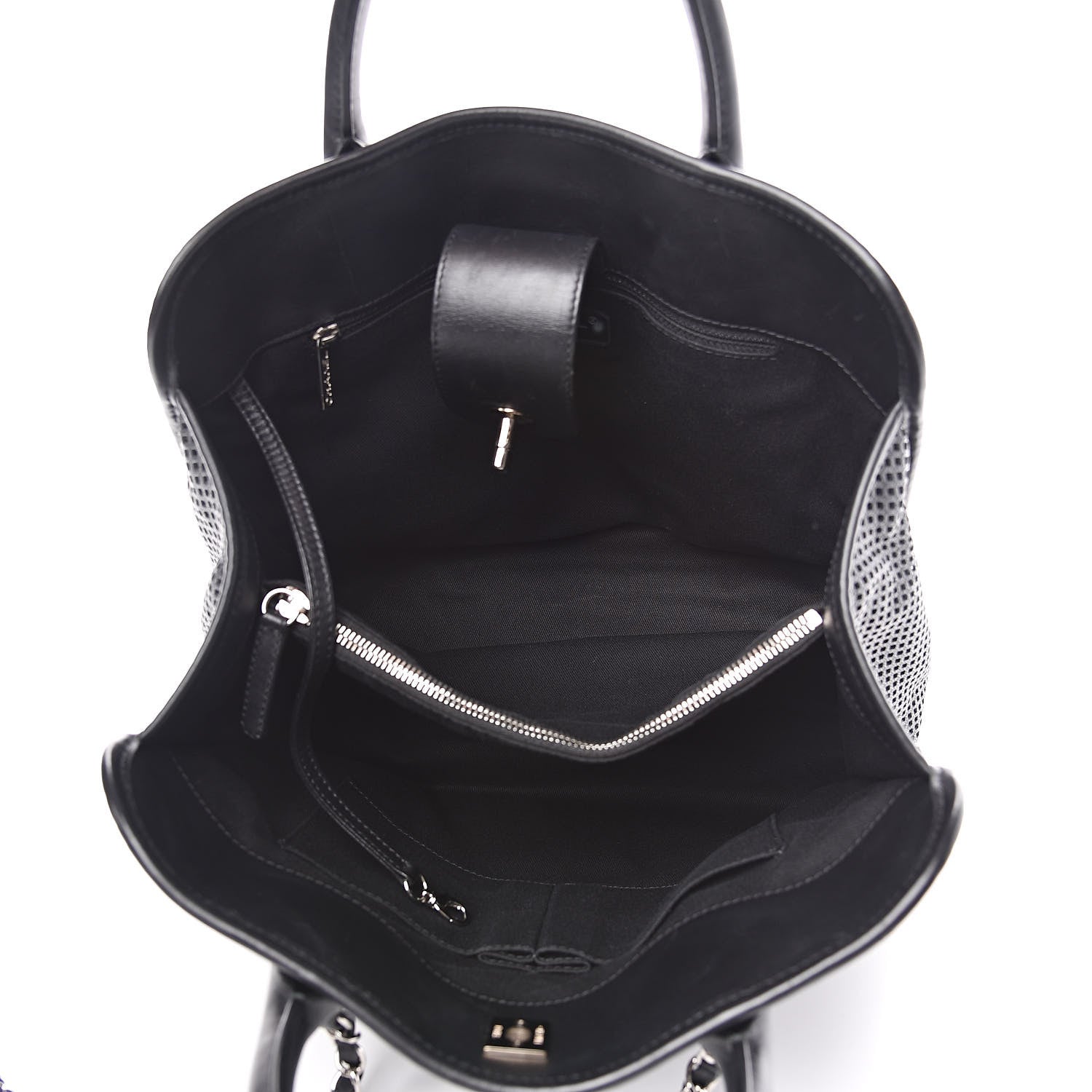 Chanel Calfskin Perforated Up In The Air Tote Black 6 of 13