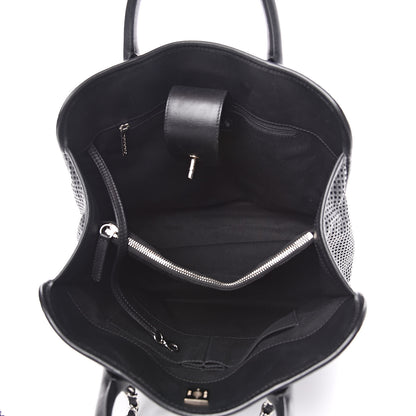 Chanel Calfskin Perforated Up In The Air Tote Black 6 of 13
