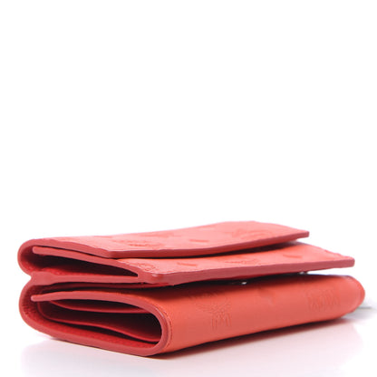 MCM Calfskin Ottomar Monogram Tri-Fold Wallet Hot Coral 4 of 8