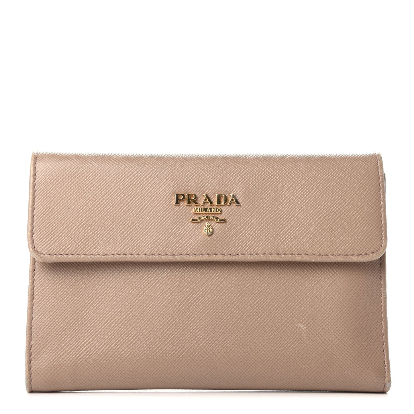 Saffiano French Flap Compact Wallet Cammeo