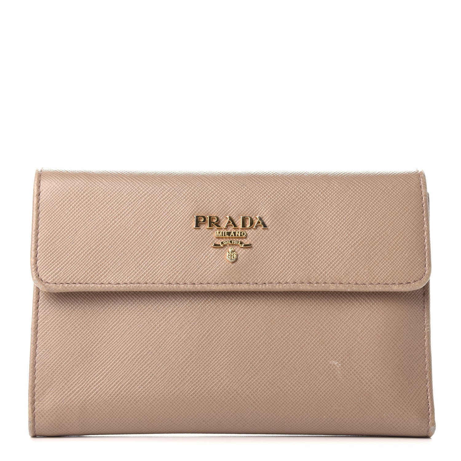 Prada Saffiano French Flap Compact Wallet Cammeo 1 of 11