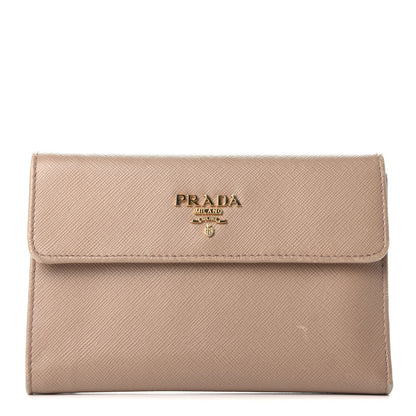 Prada Saffiano French Flap Compact Wallet Cammeo 1 of 11