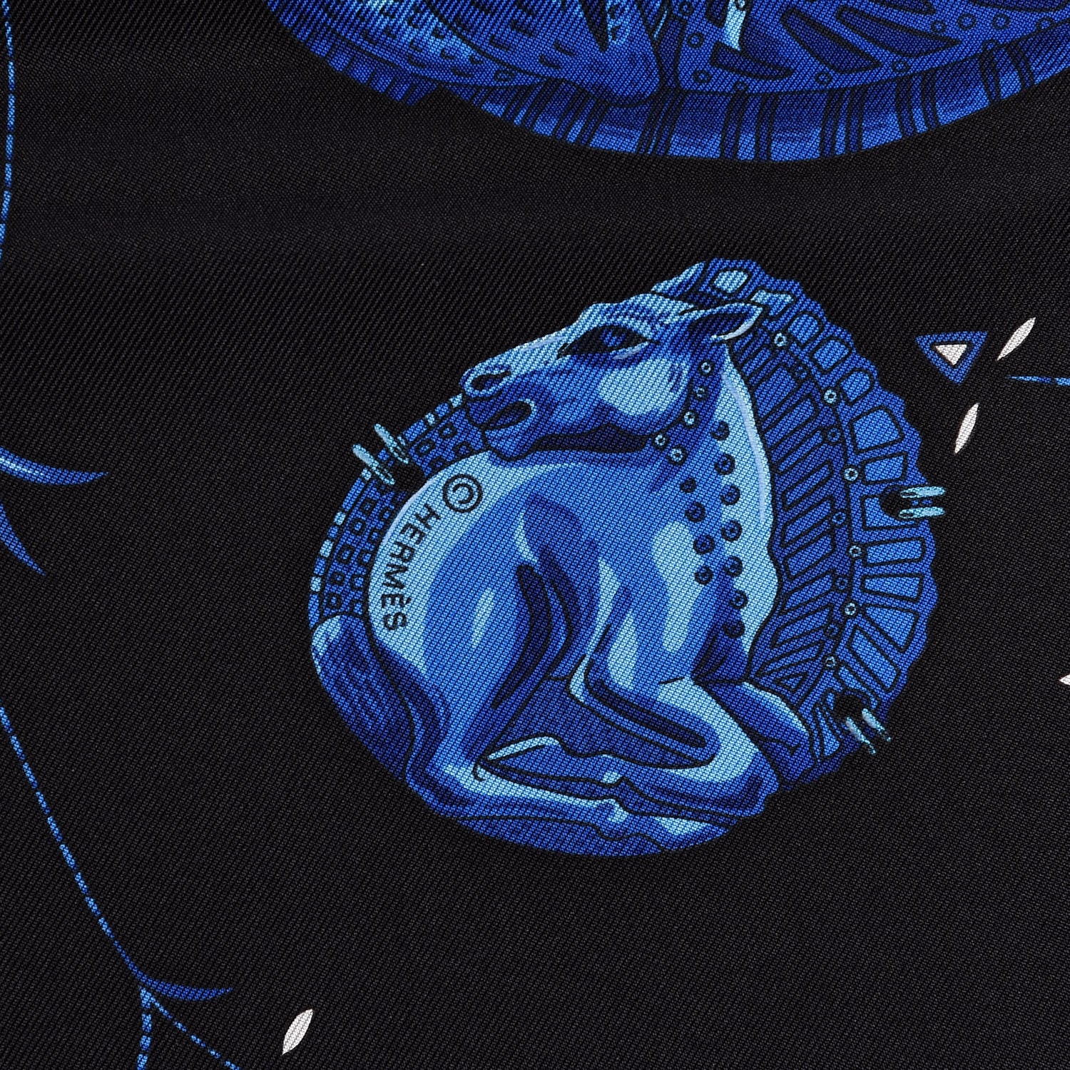 Hermes Silk Ors Nomades Scarf 90 Black Bleu Dur Turquoise 5 of 6