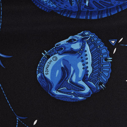 Hermes Silk Ors Nomades Scarf 90 Black Bleu Dur Turquoise 5 of 6