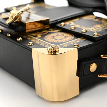 Fendi X VERSACE Vitello Cover Fendace Mini FF Baroque Brooch Studded Mini Baguette Trunk Black Gold 9 of 9