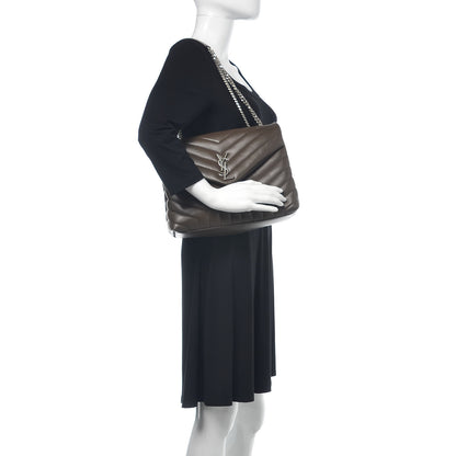 Saint Laurent Calfskin Y Quilted Monogram Medium Loulou Chain Satchel Asphalt 2 of 15