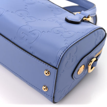 Gucci Gilbert Calfskin Jumbo GG Embossed Super Mini Top Handle Bowler Bag Bloom Lavender 11 of 11