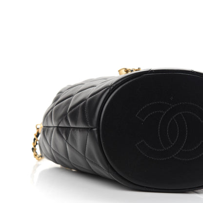 Chanel Lambskin Quilted My Perfect Chain Bucket Drawstring Bag Black 8 of 9