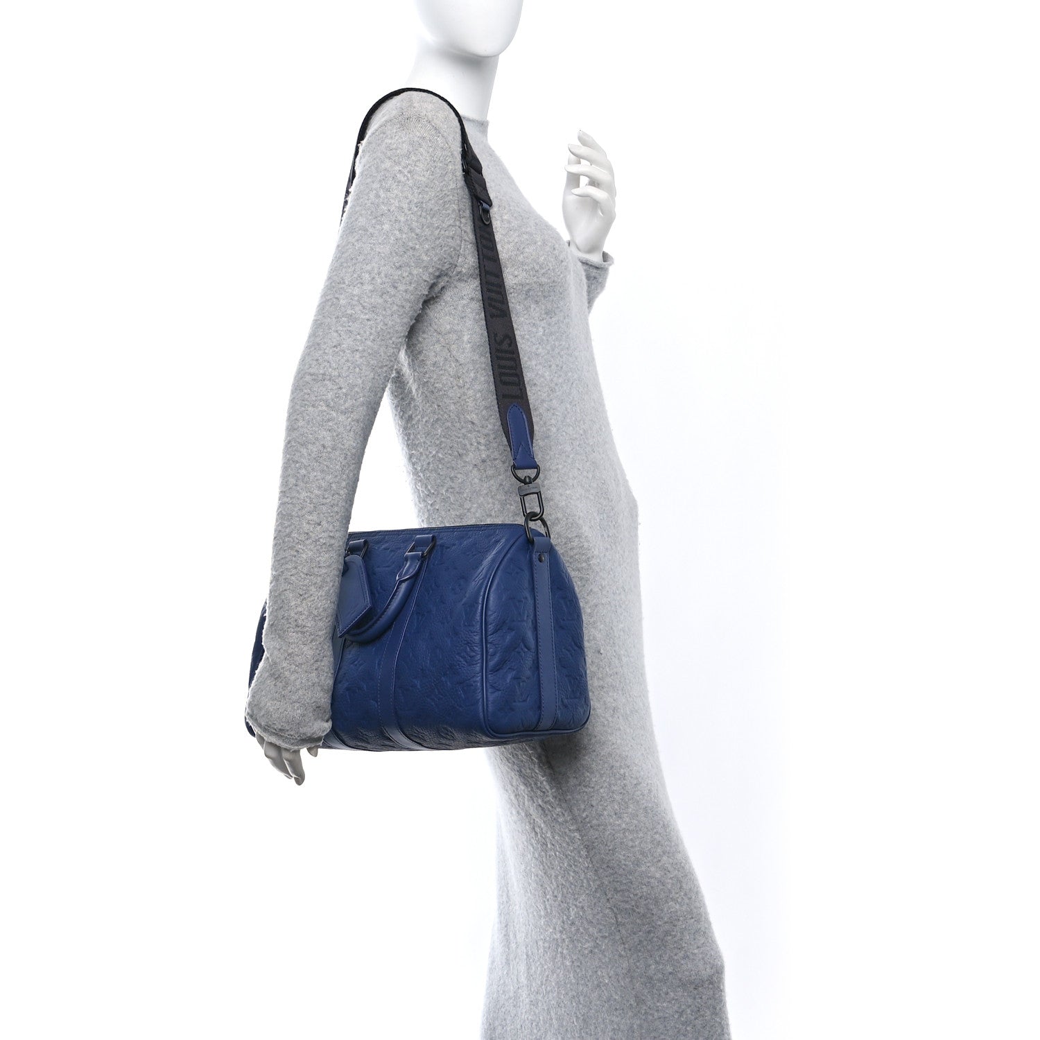 Louis Vuitton Monogram Taurillon Keepall Bandouliere 35 Blue 2 of 12