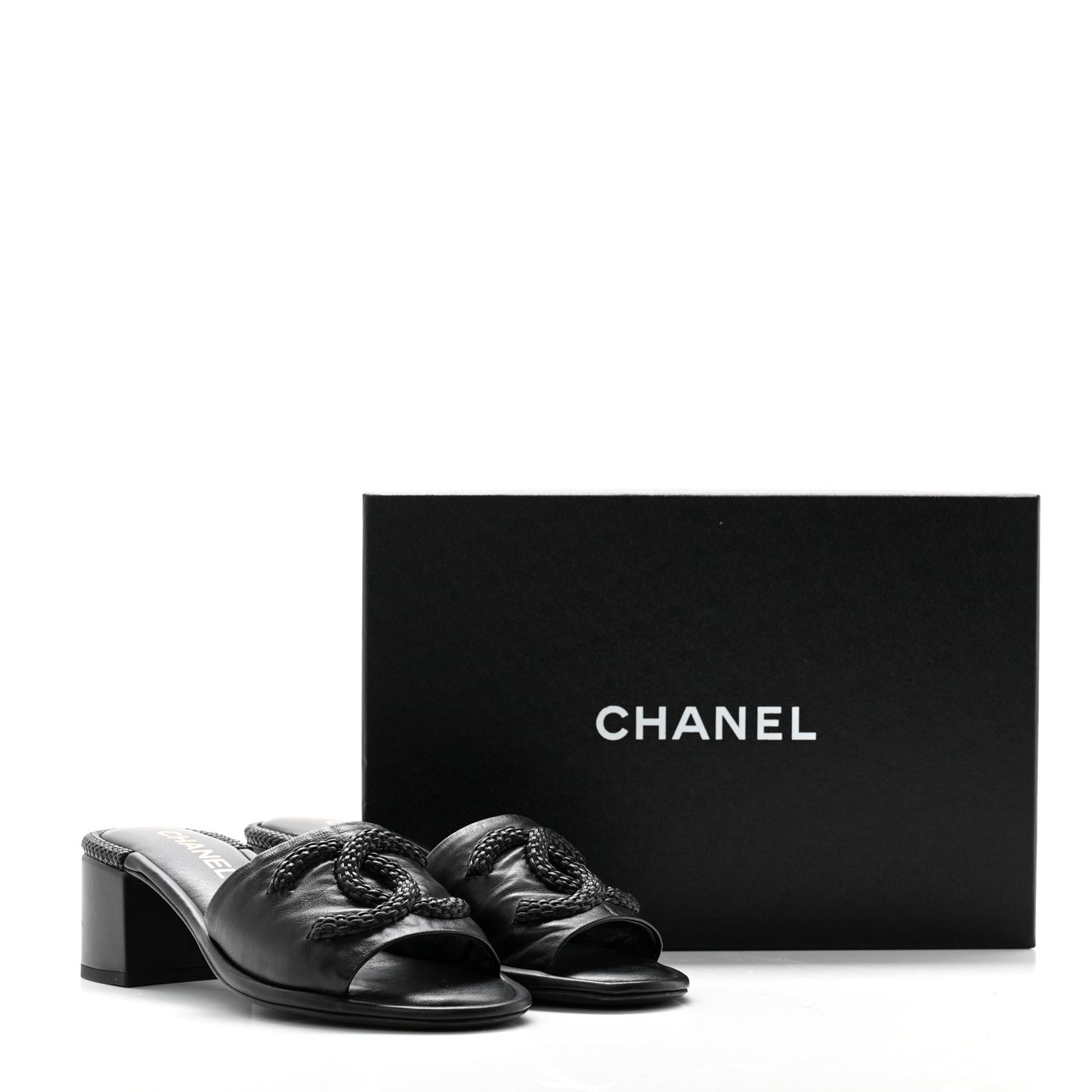 Lambskin CC Braided Mules 38 Black
