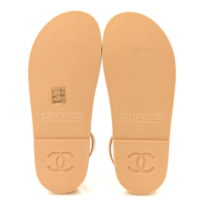 Chanel Lambskin Espadrille Sandals 37 Beige 6 of 9