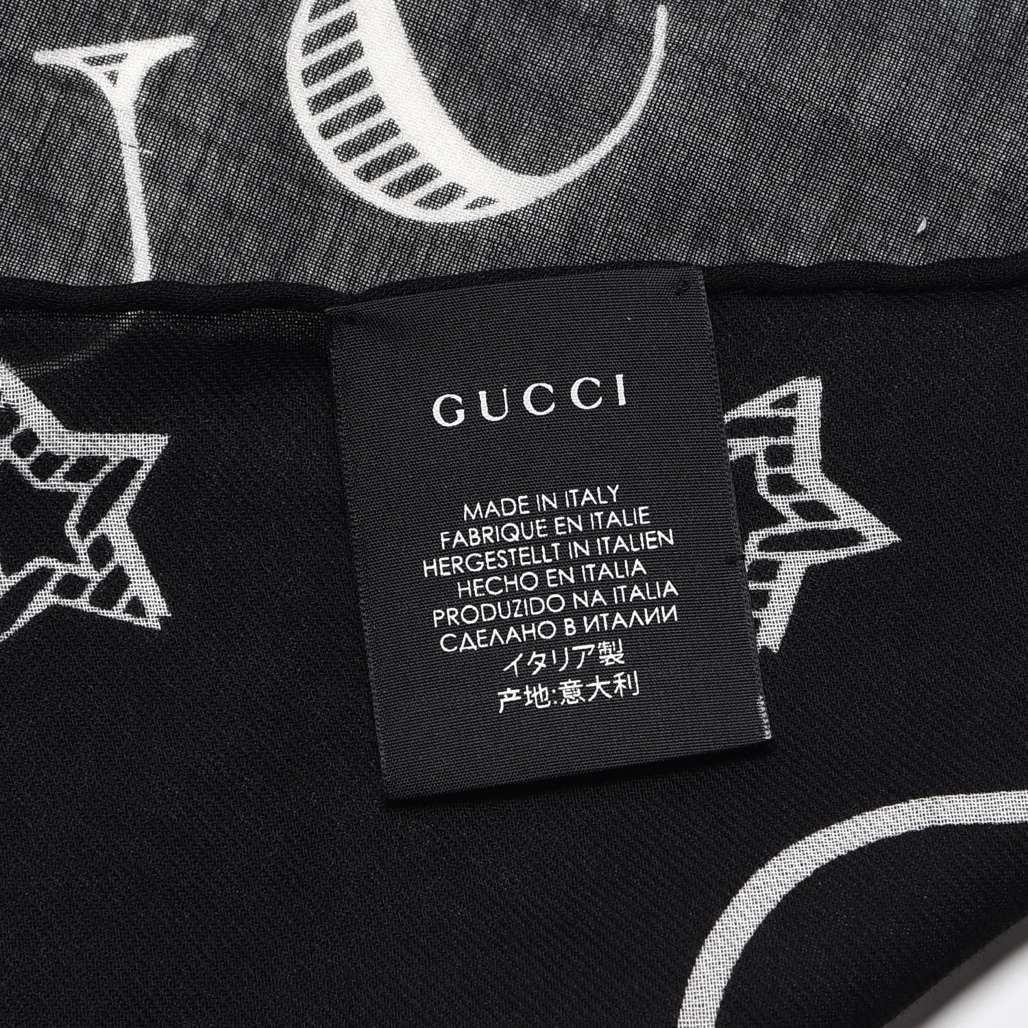 Gucci Cotton Dragon Print Square Scarf Black 3 of 6