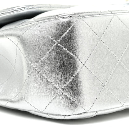 Chanel Metallic Lambskin Quilted Jumbo Single Flap Silver 9 of 11