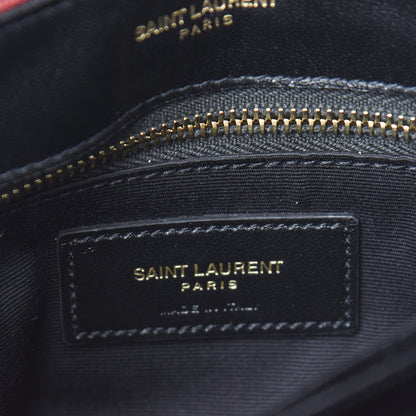 Saint Laurent Metallic Calfskin Matelasse Toy Loulou Monogram Chain Satchel Red 5 of 9