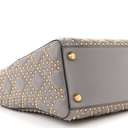 Christian Dior Calfskin Cannage Studded Medium Supple Lady Dior Grey 9 of 11