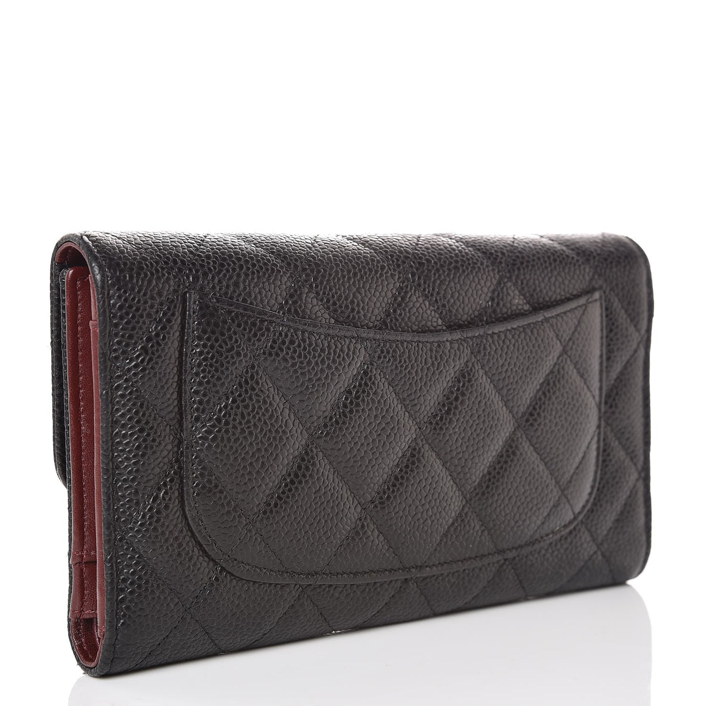 Caviar Quilted Large Flap Wallet Black