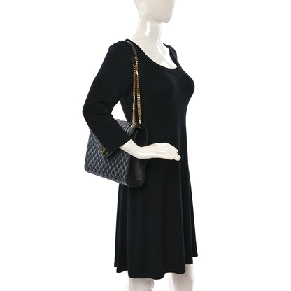 Saint Laurent Grain De Poudre Textured Mixed Matelasse Large Triquilt Monogram Satchel Black 2 of 9