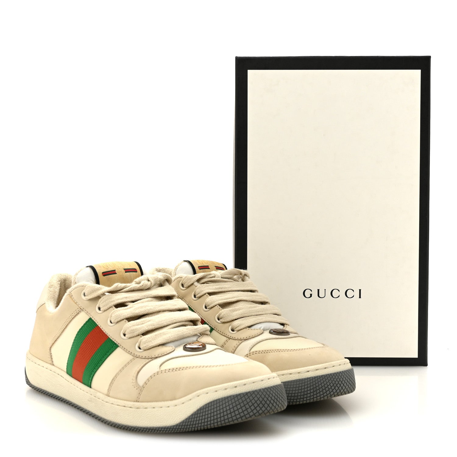 Gucci Nylon Nubuck Web Womens Screener Sneakers 37.5 Mystic White Dusty 40 Milk 12 of 12