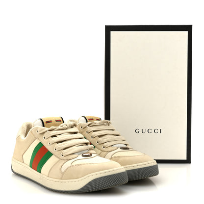 Gucci Nylon Nubuck Web Womens Screener Sneakers 37.5 Mystic White Dusty 40 Milk 12 of 12