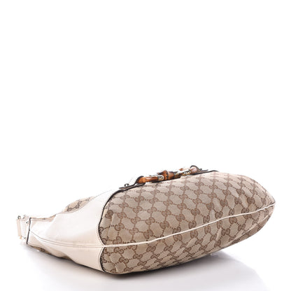 Gucci Monogram Calfskin Horsebit Hobo Off White 4 of 14