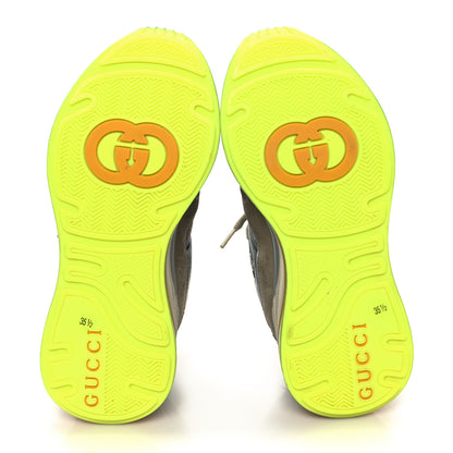 Gucci Metallic Calfskin Suede Womens Ultrapace Sneakers 35.5 Silver Oatmeal 6 of 10