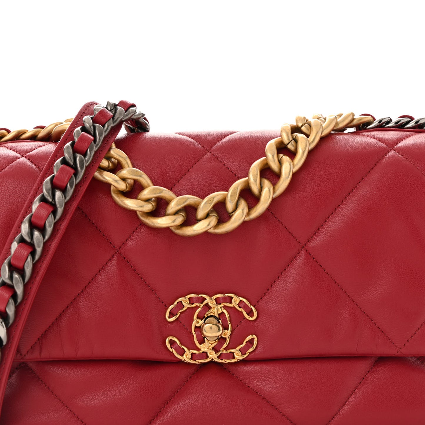 Goatskin Quilted Large Chanel 19 Flap Dark Pink