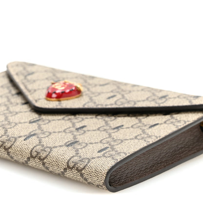 Gucci GG Supreme Monogram Strawberry Seed Textured Dollar Calfskin Enamel Double G Strawberry Wallet On Chain Beige Ebony Black New Acero Hibiscus Red 10 of 11