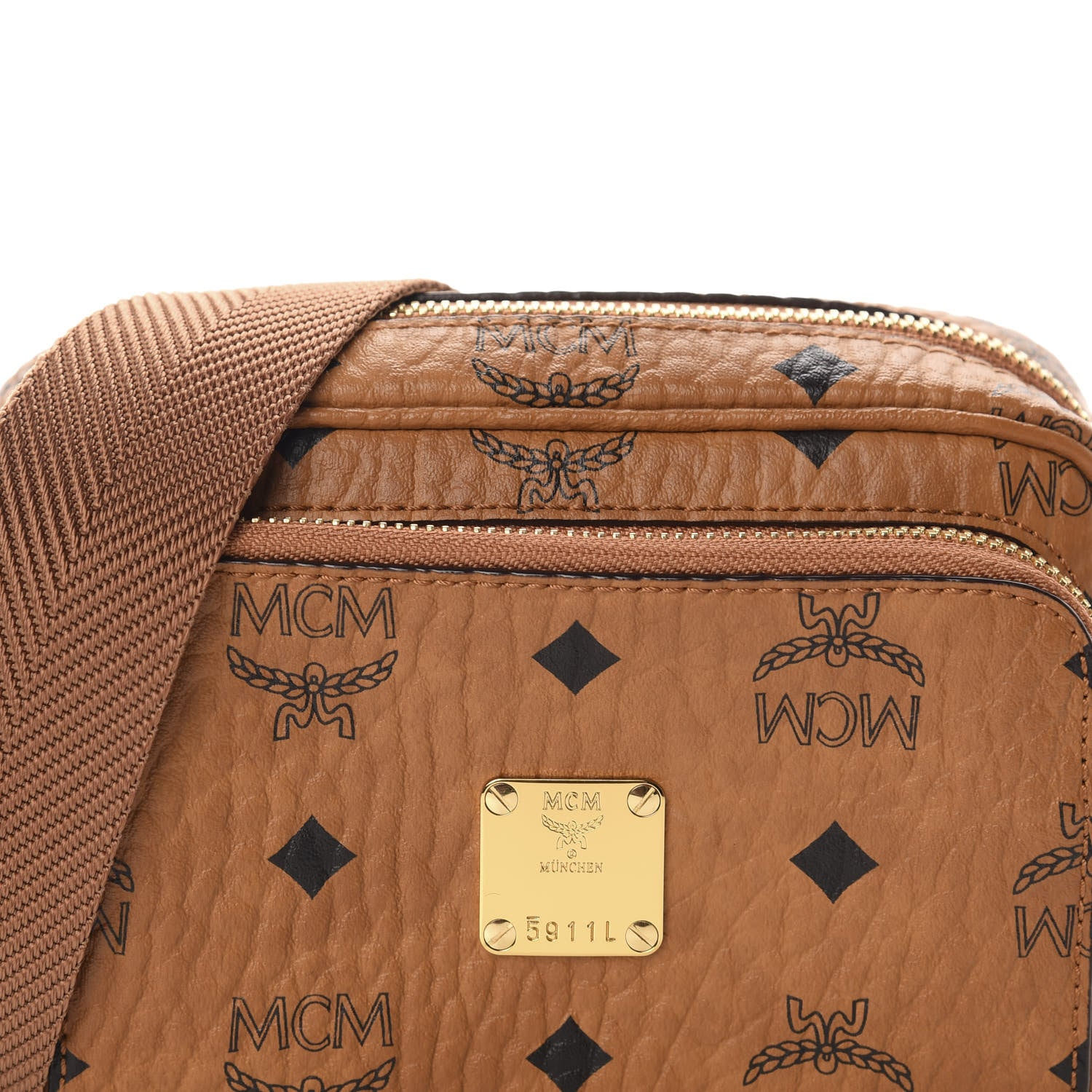 MCM Visetos Klassik Crossbody Bag Cognac 10 of 10