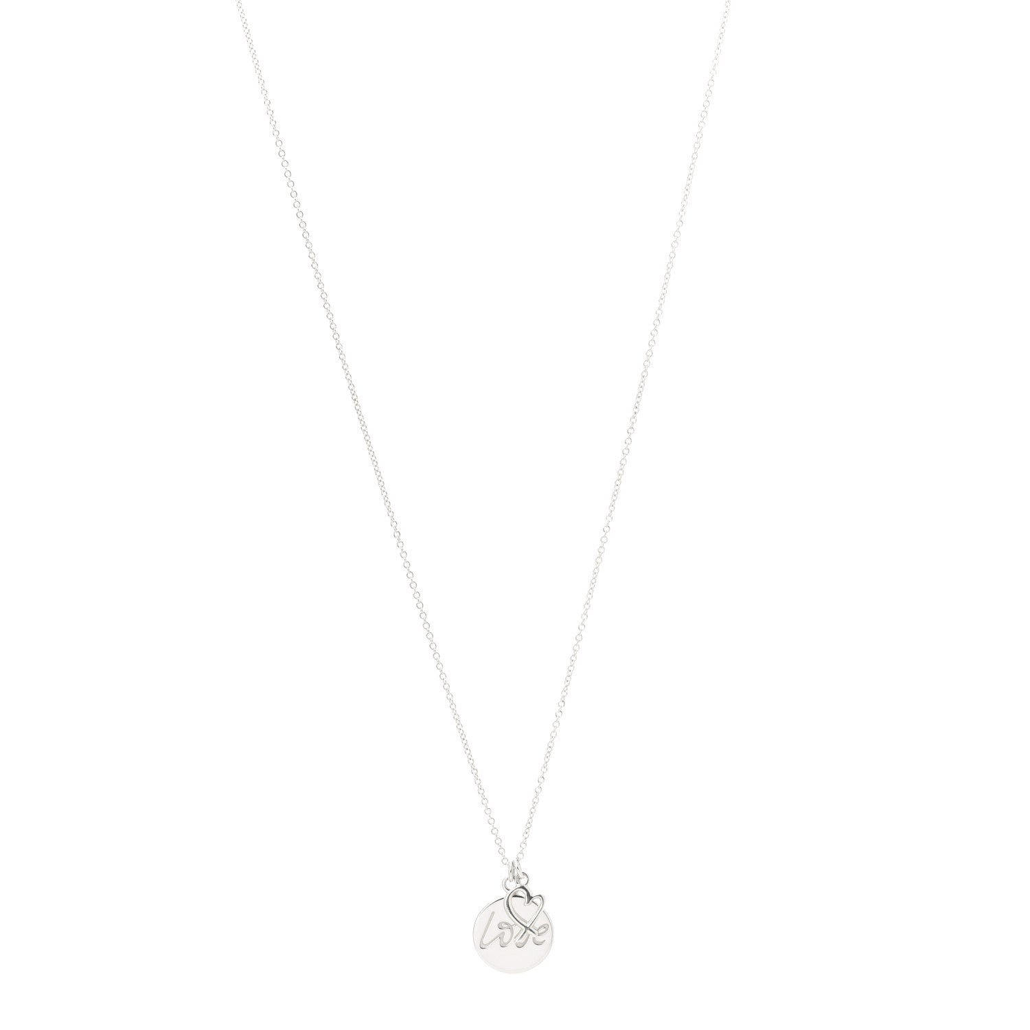 Tiffany Sterling Silver Graffiti Love Disc Pendant Necklace 1 of 5