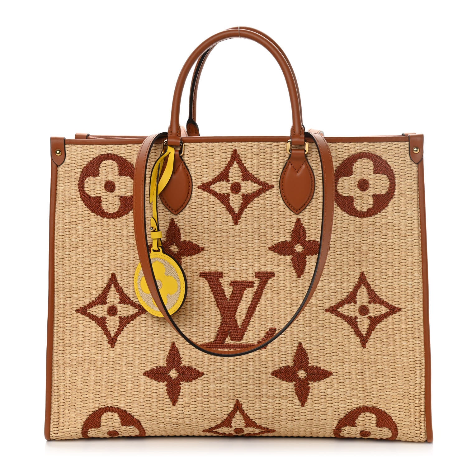 Louis Vuitton Raffia Calfskin Monogram Giant Onthego GM Tan 1 of 9