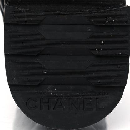 Chanel Shiny Goatskin Calfskin Quilted Lace Up Combat Boots 38.5 Black 6 of 11