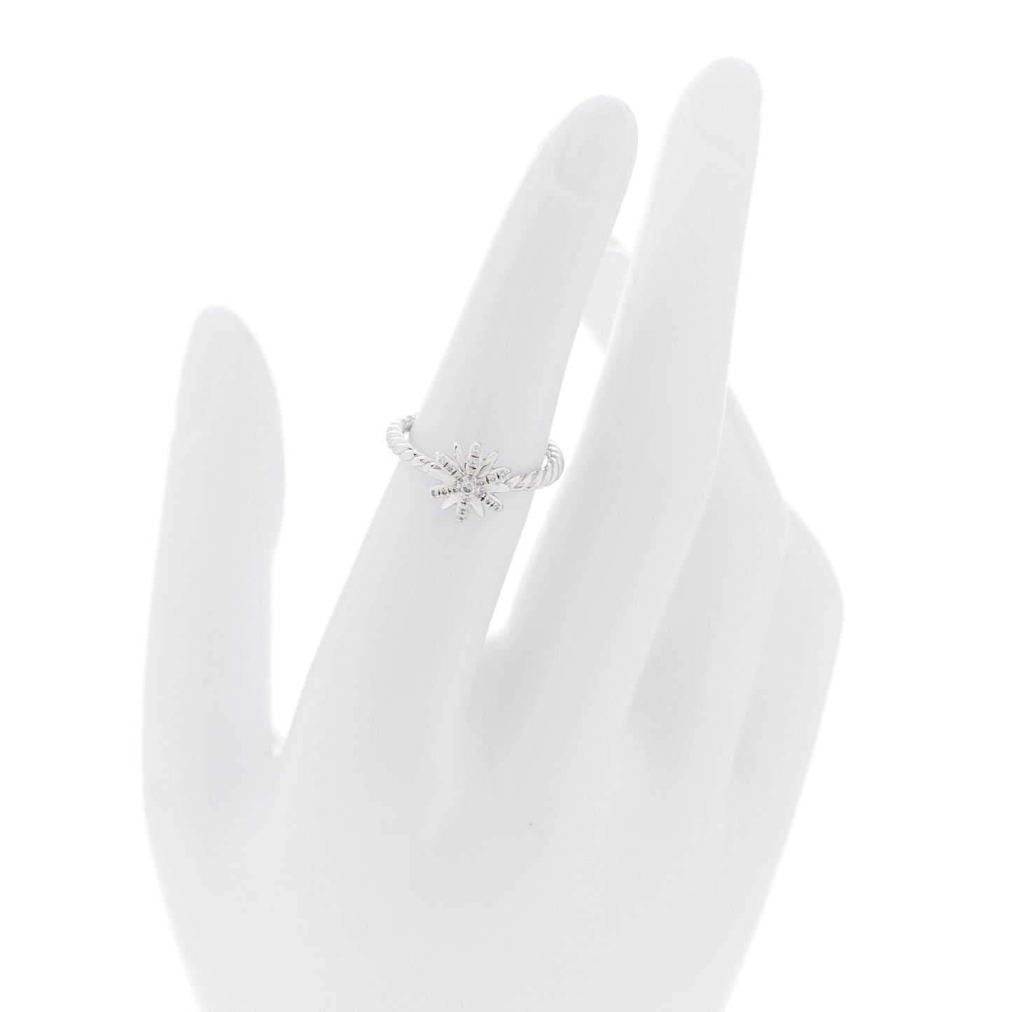 Sterling Silver Diamond Petite Starburst Ring 52 6