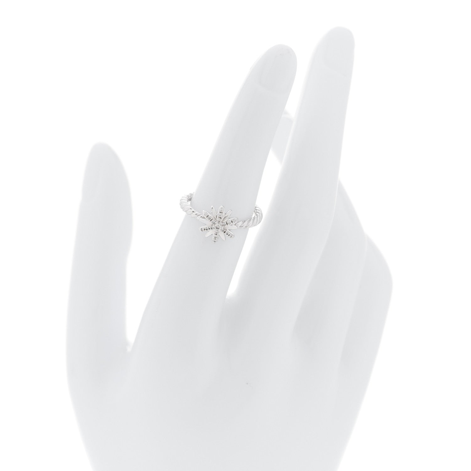 David Yurman Sterling Silver Diamond Petite Starburst Ring 52 6 2 of 5