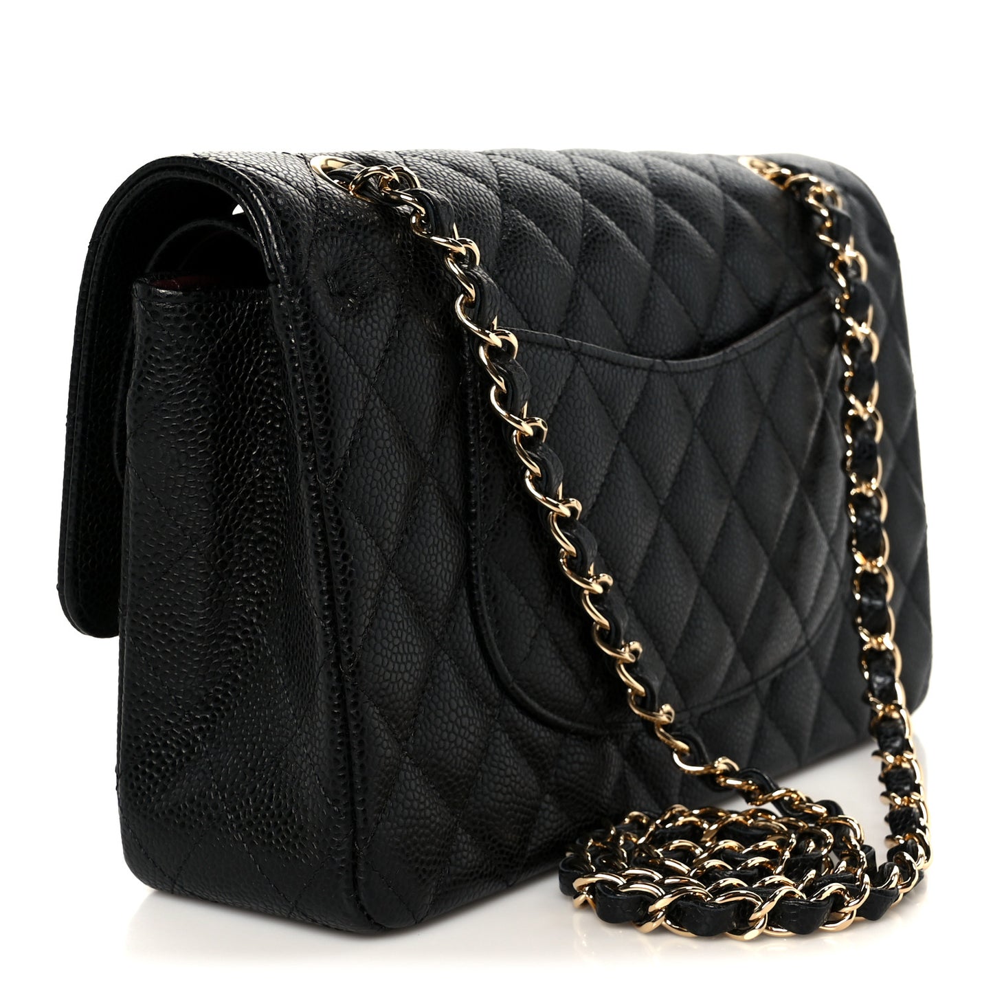 Caviar Quilted Medium Double Flap Black