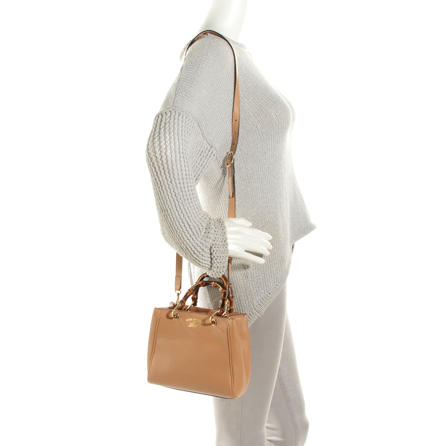 Gucci Cellarius Calfskin Mini Bamboo Shopper Tote Camelia 2 of 7