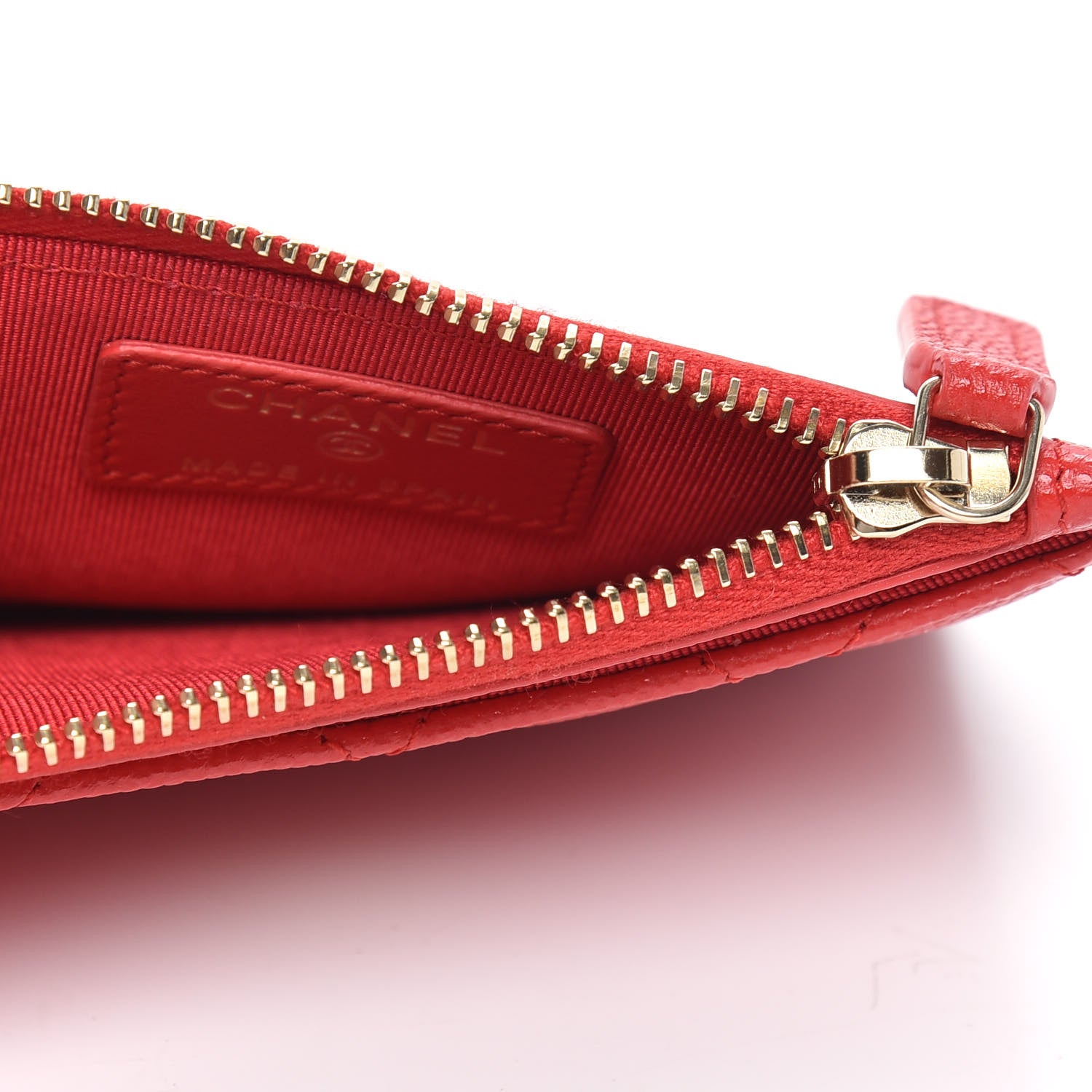 Chanel Caviar Quilted CC Zip Card Holder Red 5 of 8