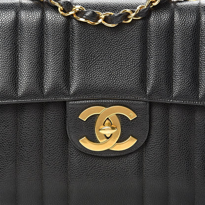Chanel Caviar Vertical Quilted Jumbo Single Flap Black 8 of 19
