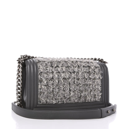 Chanel Tweed Calfskin Medium Boy Flap Grey 3 of 11