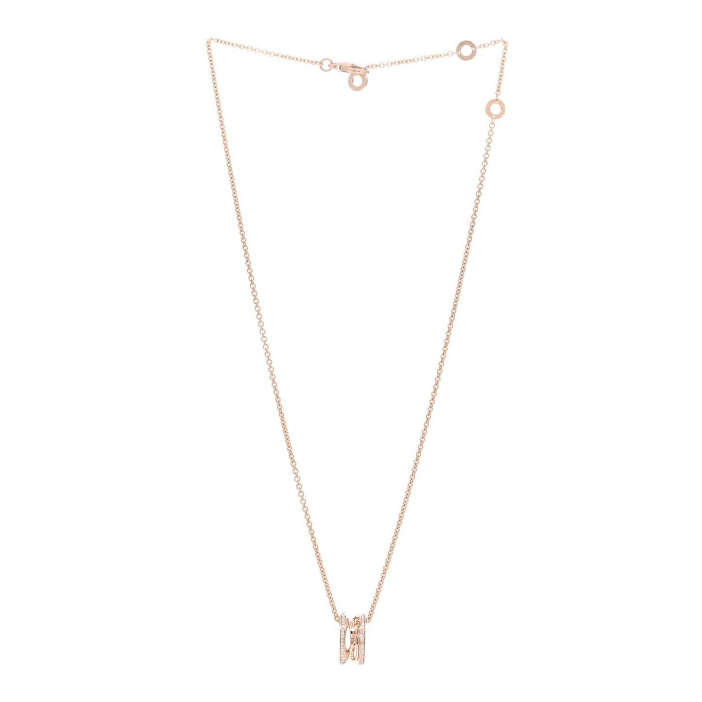 18K Rose Gold Diamond B.Zero1 Open Legends Pendant Necklace